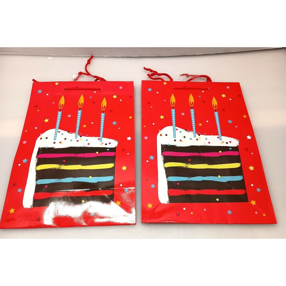 American Greetings Birthday Cake Themed Gift Bag Pair With Handles